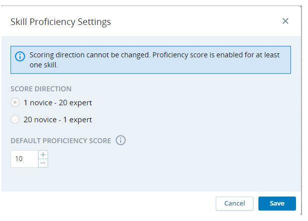 Screenshot of Skill Proficiency Settings window